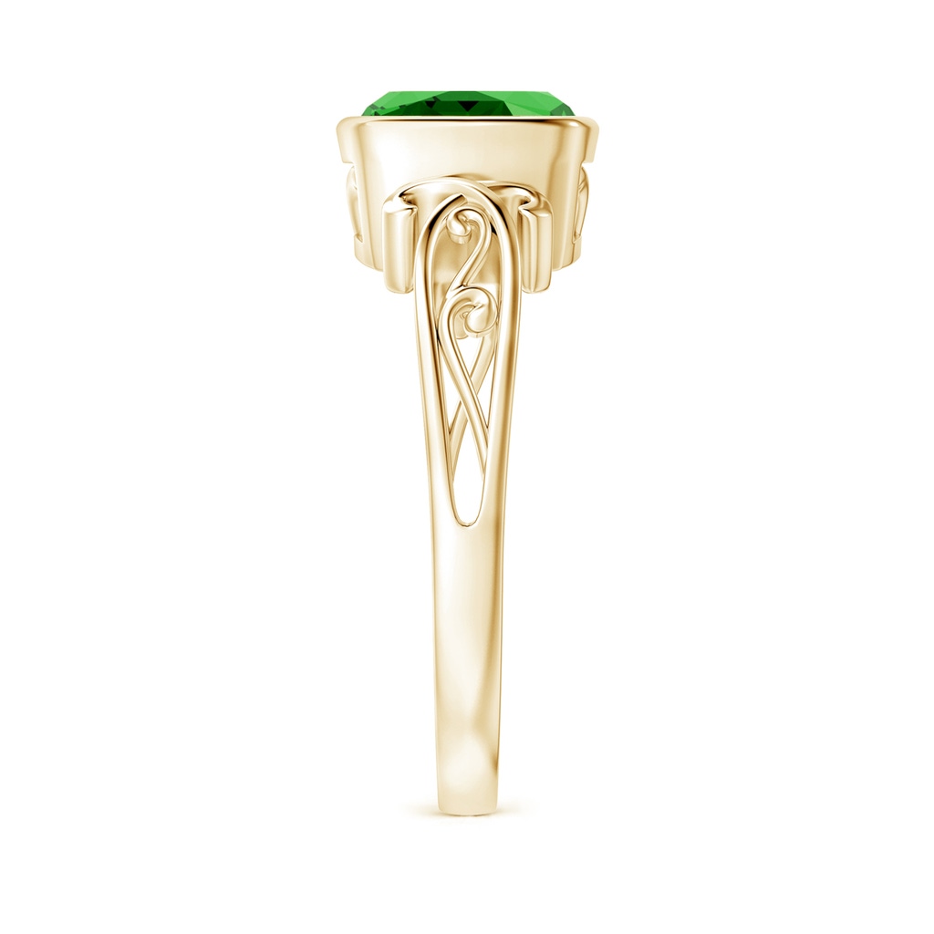 7mm Labgrown Lab-Grown Vintage Style Cushion Emerald Solitaire Ring in Yellow Gold Side 299