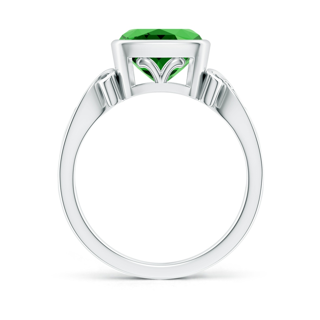 8mm Labgrown Lab-Grown Vintage Style Cushion Emerald Solitaire Ring in White Gold Side 199