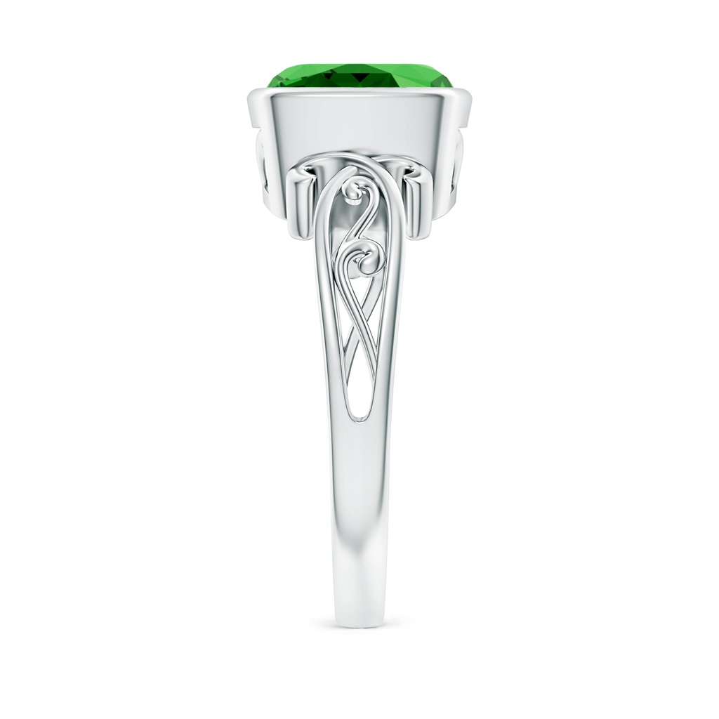 8mm Labgrown Lab-Grown Vintage Style Cushion Emerald Solitaire Ring in White Gold Side 299
