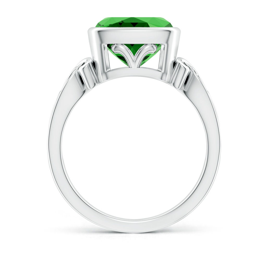 9mm Labgrown Lab-Grown Vintage Style Cushion Emerald Solitaire Ring in White Gold - side 199