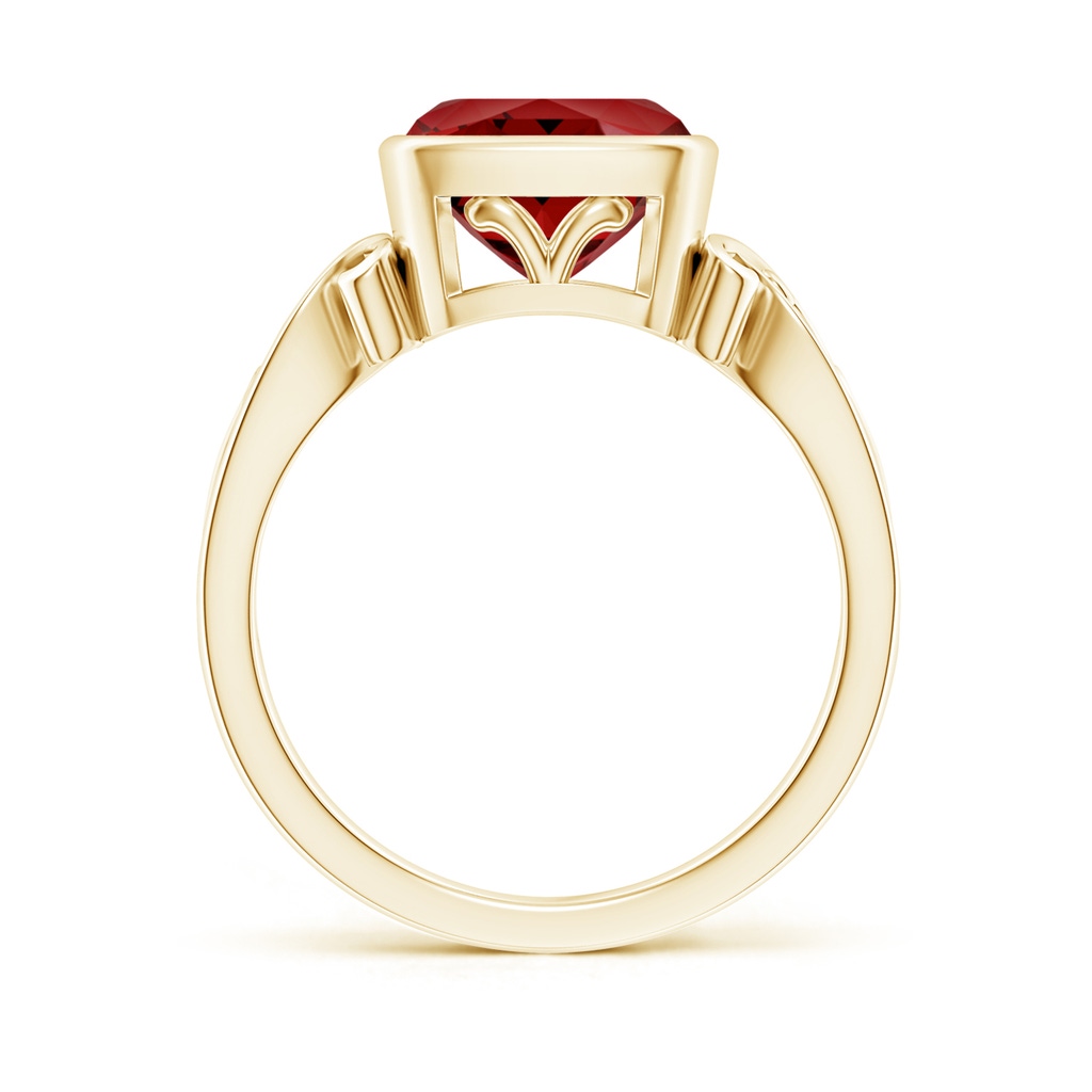 8mm Labgrown Lab-Grown Vintage Style Cushion Ruby Solitaire Ring in Yellow Gold Side 199