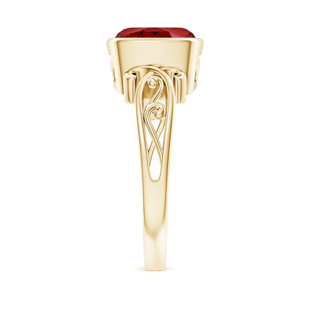 8mm Labgrown Lab-Grown Vintage Style Cushion Ruby Solitaire Ring in Yellow Gold Side 299