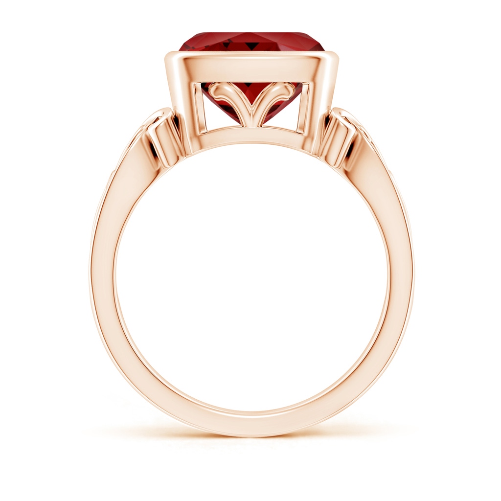 9mm Labgrown Lab-Grown Vintage Style Cushion Ruby Solitaire Ring in Rose Gold Side 199
