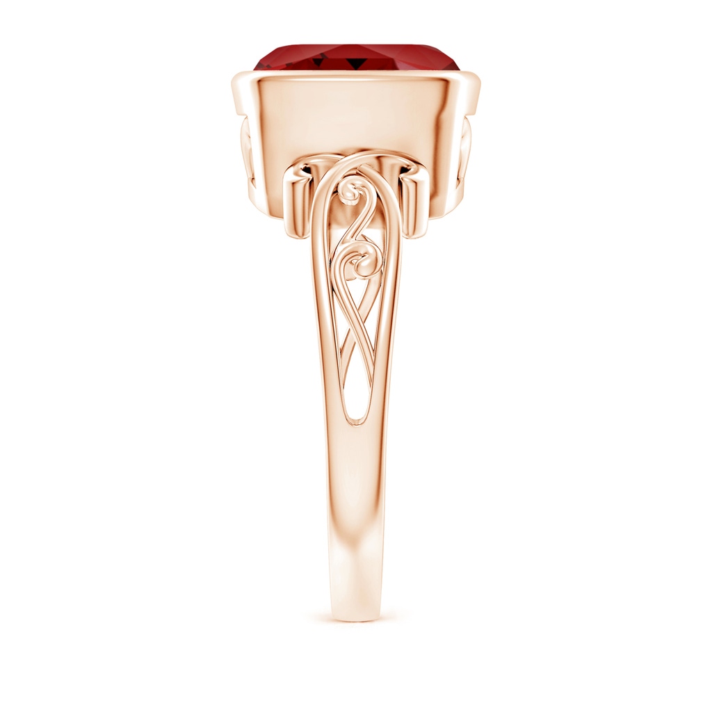 9mm Labgrown Lab-Grown Vintage Style Cushion Ruby Solitaire Ring in Rose Gold Side 299