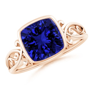 8mm Labgrown Lab-Grown Vintage Style Cushion Sapphire Solitaire Ring in 10K Rose Gold