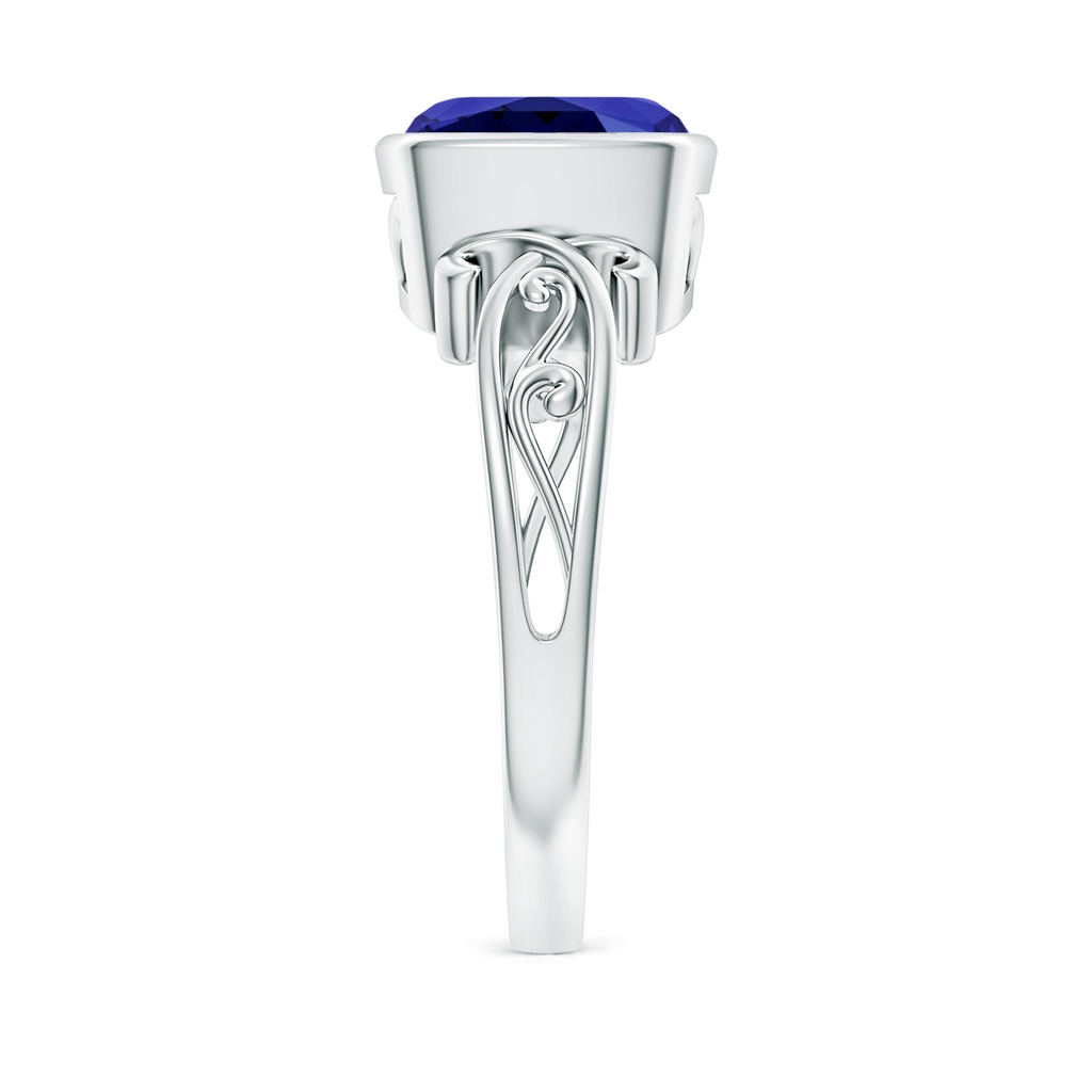 8mm Labgrown Lab-Grown Vintage Style Cushion Sapphire Solitaire Ring in White Gold Side 299