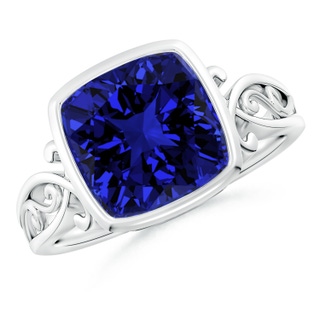 9mm Labgrown Lab-Grown Vintage Style Cushion Sapphire Solitaire Ring in P950 Platinum