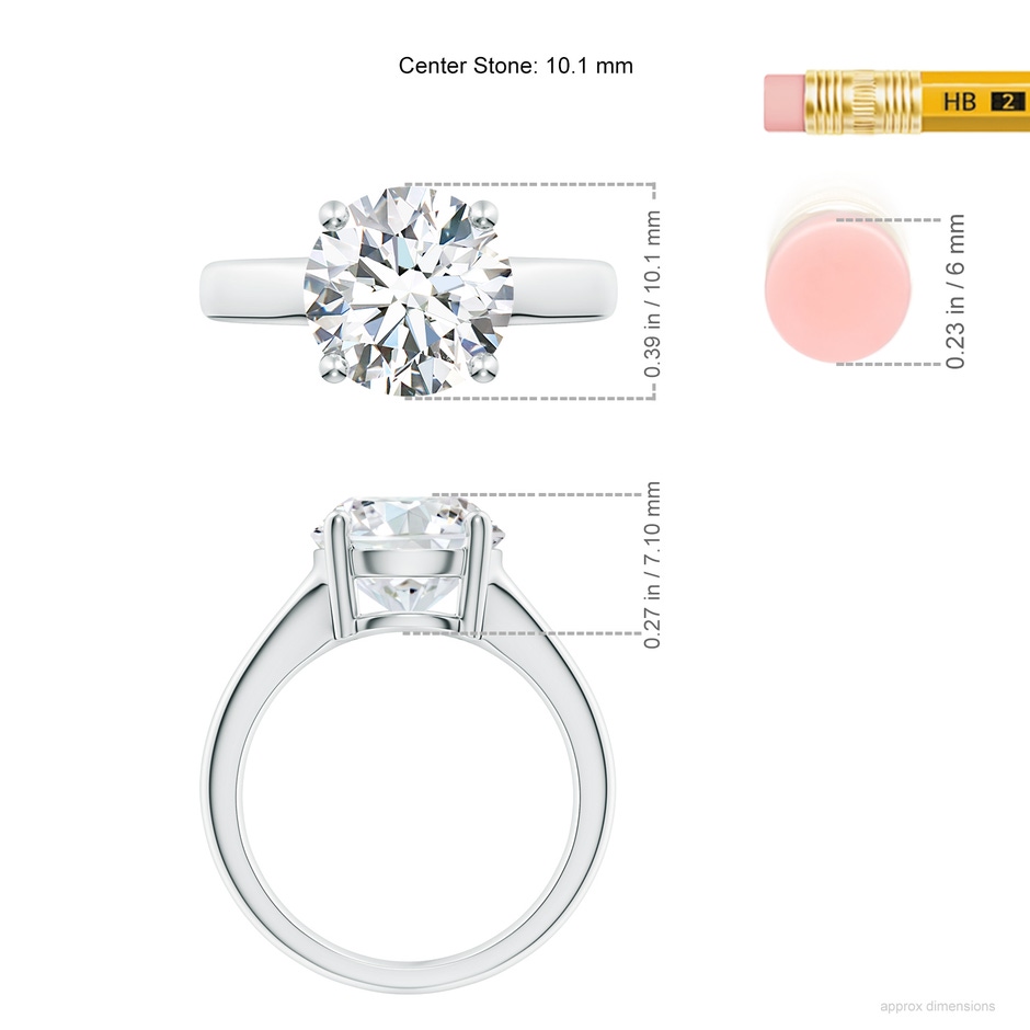 10.1mm FGVS Lab-Grown Round Diamond Solitaire Engagement Ring in P950 Platinum ruler