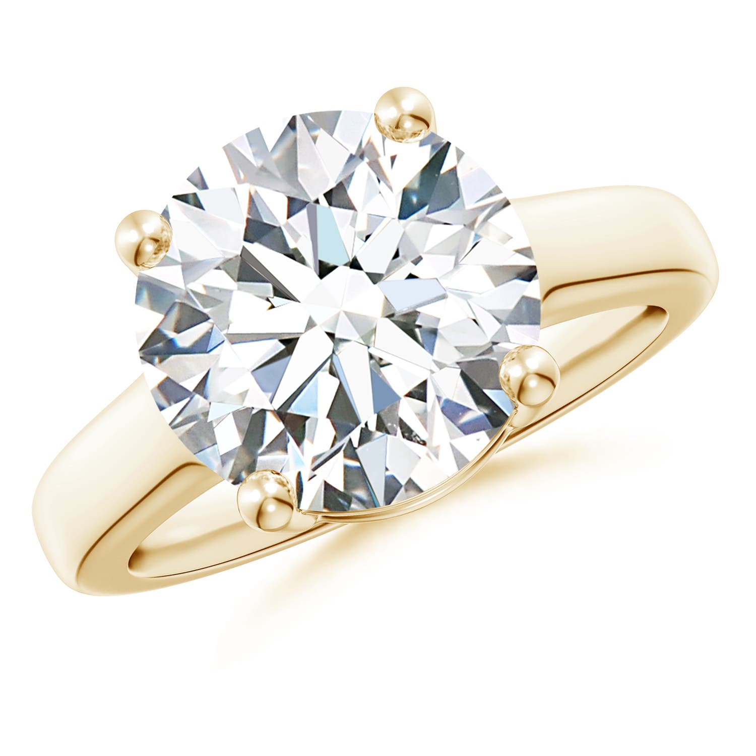 11.1mm FGVS Lab-Grown Round Diamond Solitaire Engagement Ring in 18K Yellow Gold