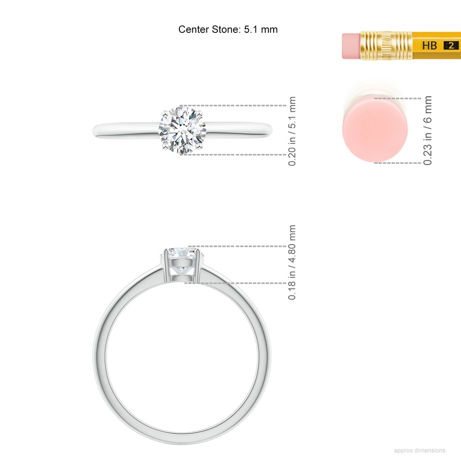 5.1mm FGVS Lab-Grown Round Diamond Solitaire Engagement Ring in S999 Silver ruler