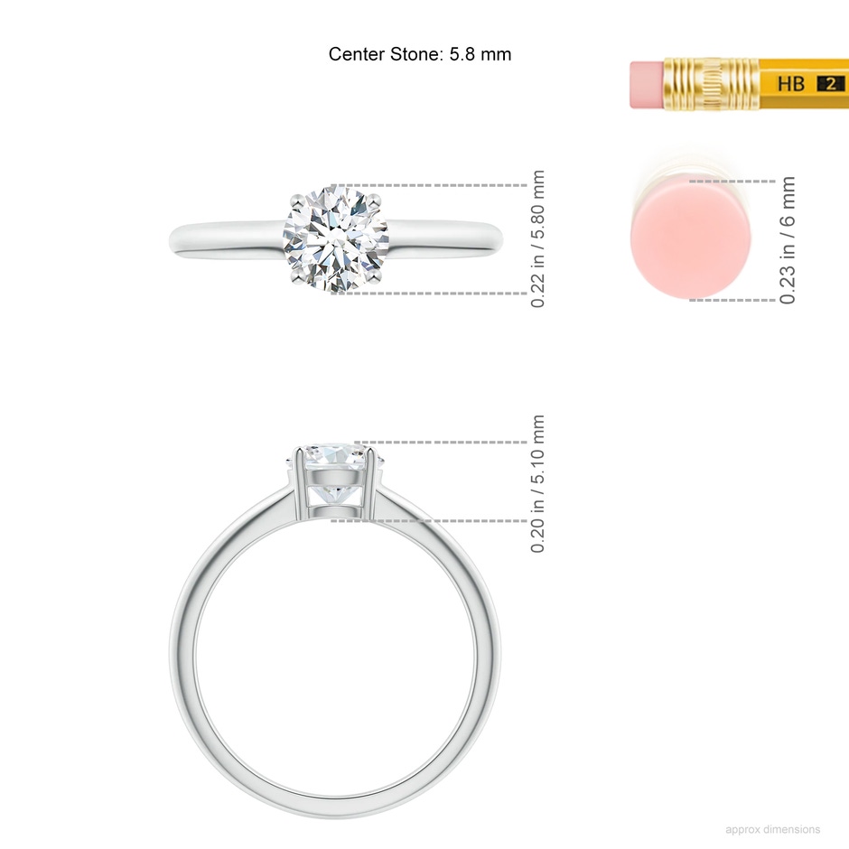 5.8mm FGVS Lab-Grown Round Diamond Solitaire Engagement Ring in S999 Silver ruler