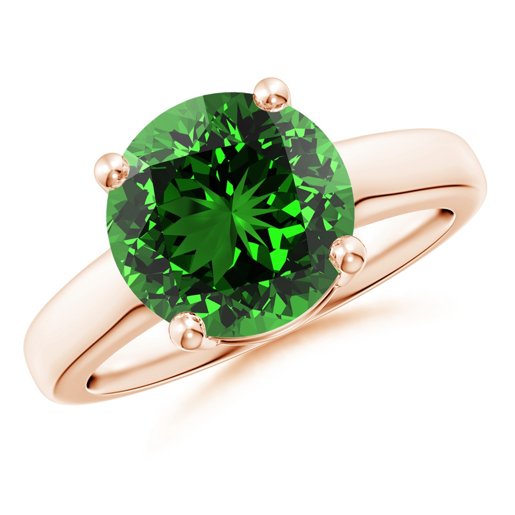 10mm Labgrown Lab-Grown Round Emerald Solitaire Engagement Ring in Rose Gold