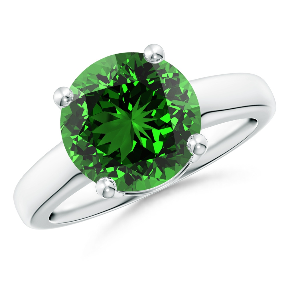 10mm Labgrown Lab-Grown Round Emerald Solitaire Engagement Ring in White Gold
