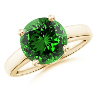 10mm Labgrown Lab-Grown Round Emerald Solitaire Engagement Ring in Yellow Gold