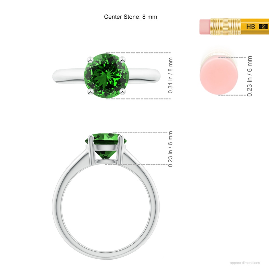 8mm Labgrown Lab-Grown Round Emerald Solitaire Engagement Ring in P950 Platinum ruler