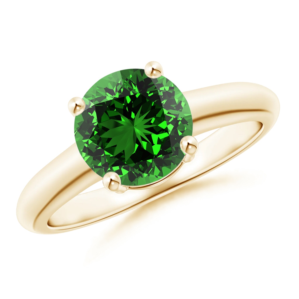 8mm Labgrown Lab-Grown Round Emerald Solitaire Engagement Ring in Yellow Gold