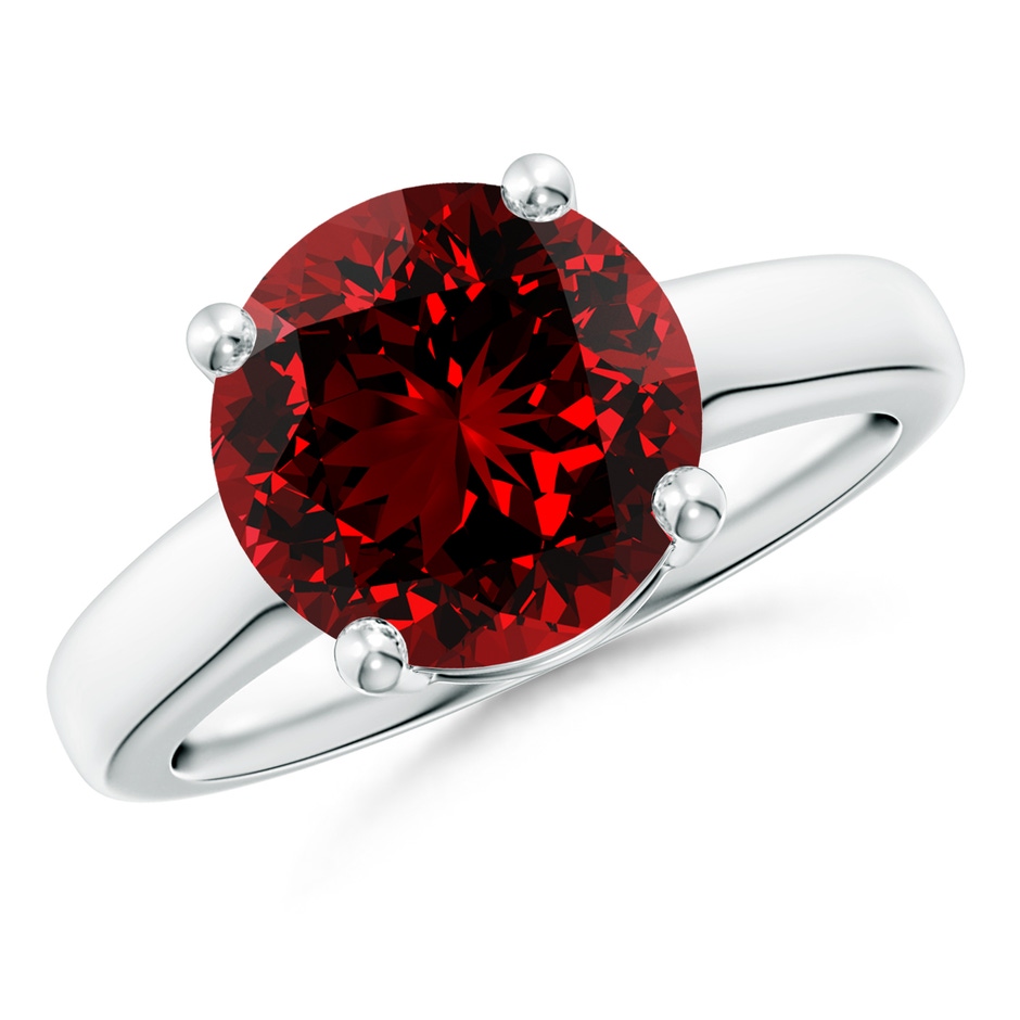 10mm Labgrown Lab-Grown Round Ruby Solitaire Engagement Ring in White Gold 