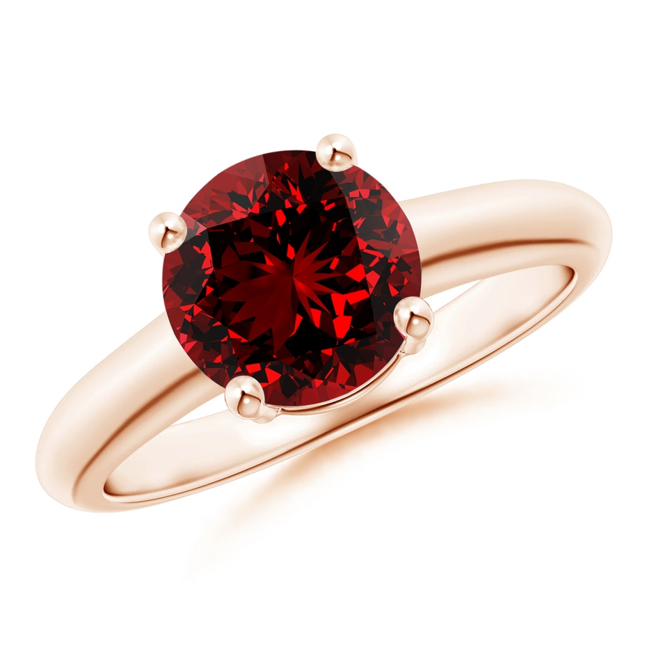 8mm Labgrown Lab-Grown Round Ruby Solitaire Engagement Ring in Rose Gold 