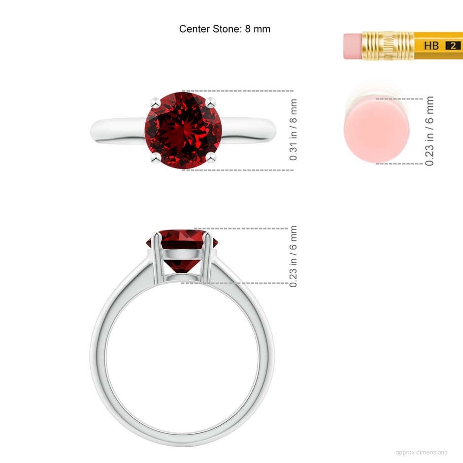 8mm Labgrown Lab-Grown Round Ruby Solitaire Engagement Ring in White Gold ruler