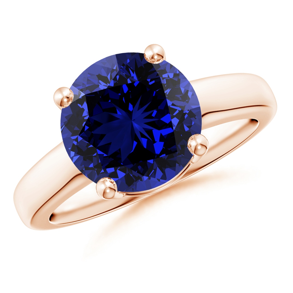 10mm Labgrown Lab-Grown Round Blue Sapphire Solitaire Engagement Ring in Rose Gold