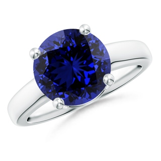 10mm Labgrown Lab-Grown Round Blue Sapphire Solitaire Engagement Ring in White Gold