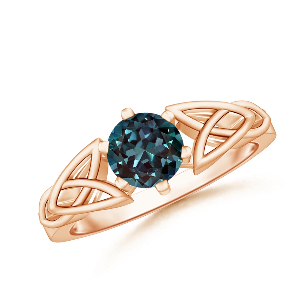 6mm Labgrown Solitaire Round Lab-Grown Alexandrite Celtic Knot Ring in Rose Gold
