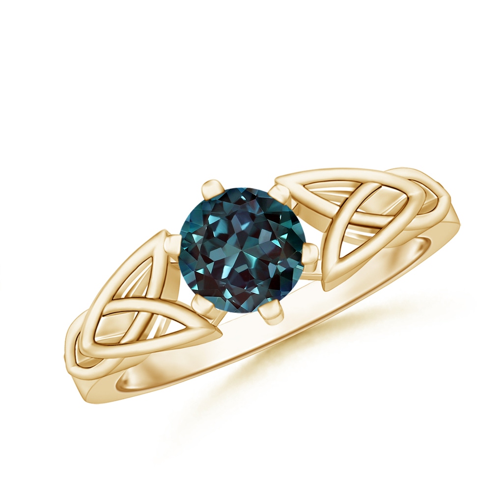 6mm Labgrown Solitaire Round Lab-Grown Alexandrite Celtic Knot Ring in Yellow Gold