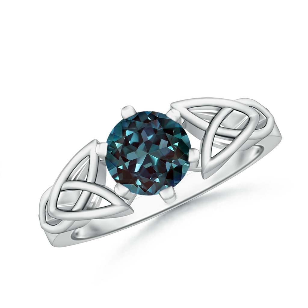 7mm Labgrown Solitaire Round Lab-Grown Alexandrite Celtic Knot Ring in White Gold