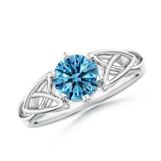 6.4mm Labgrown Solitaire Round Lab-Grown Fancy Intense Blue Diamond Celtic Knot Ring in P950 Platinum