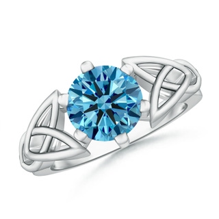 8.1mm Labgrown Solitaire Round Lab-Grown Fancy Intense Blue Diamond Celtic Knot Ring in P950 Platinum