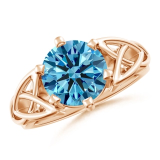 9.2mm Labgrown Solitaire Round Lab-Grown Fancy Intense Blue Diamond Celtic Knot Ring in 10K Rose Gold