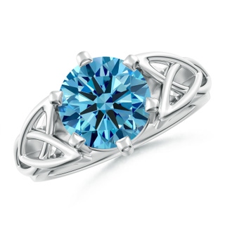 9.2mm Labgrown Solitaire Round Lab-Grown Fancy Intense Blue Diamond Celtic Knot Ring in P950 Platinum