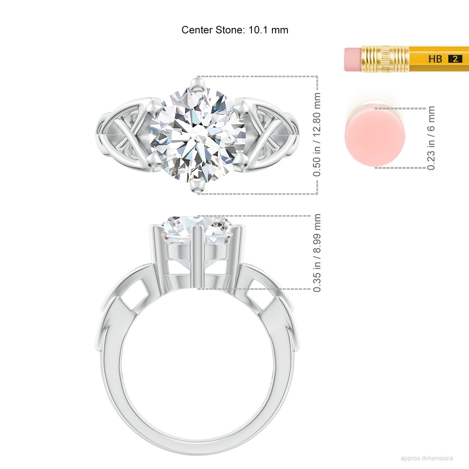 10.1mm FGVS Lab-Grown Solitaire Round Diamond Celtic Knot Ring in P950 Platinum ruler