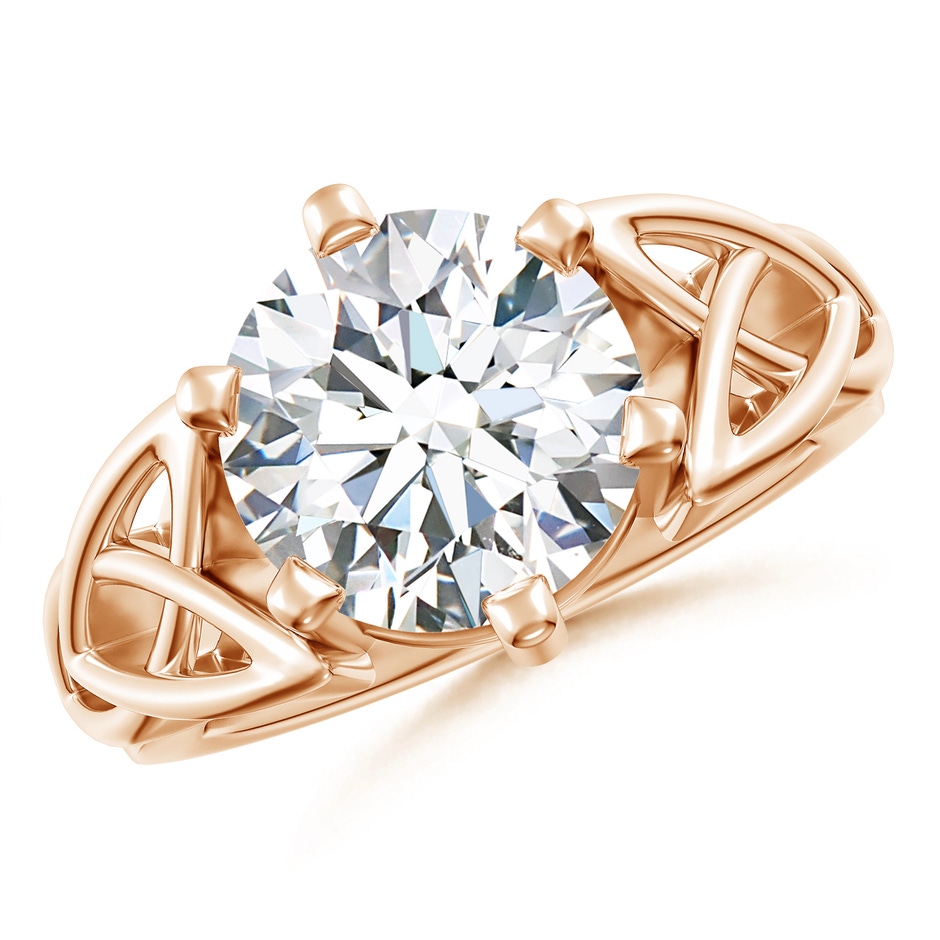 10.1mm FGVS Lab-Grown Solitaire Round Diamond Celtic Knot Ring in Rose Gold 