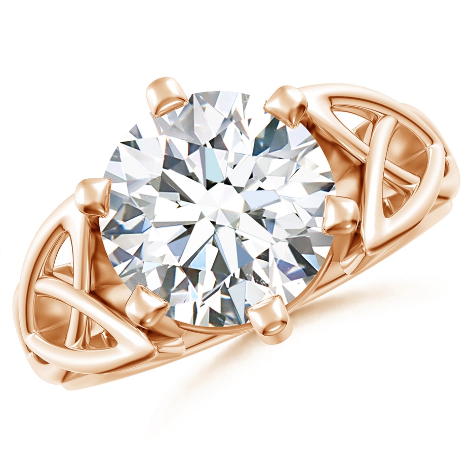 11.1mm FGVS Lab-Grown Solitaire Round Diamond Celtic Knot Ring in Rose Gold 
