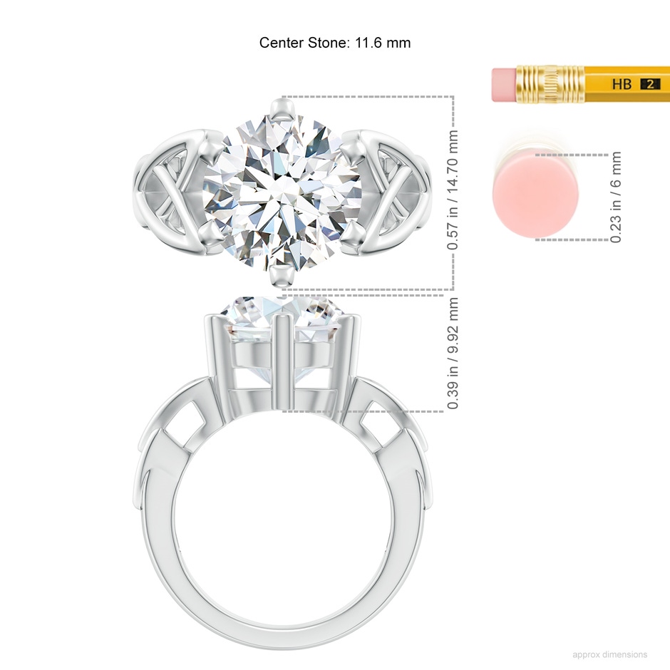 11.6mm FGVS Lab-Grown Solitaire Round Diamond Celtic Knot Ring in P950 Platinum ruler