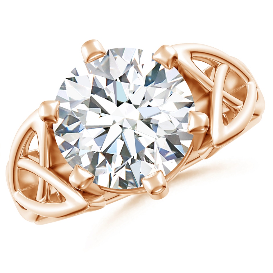11.6mm FGVS Lab-Grown Solitaire Round Diamond Celtic Knot Ring in Rose Gold 