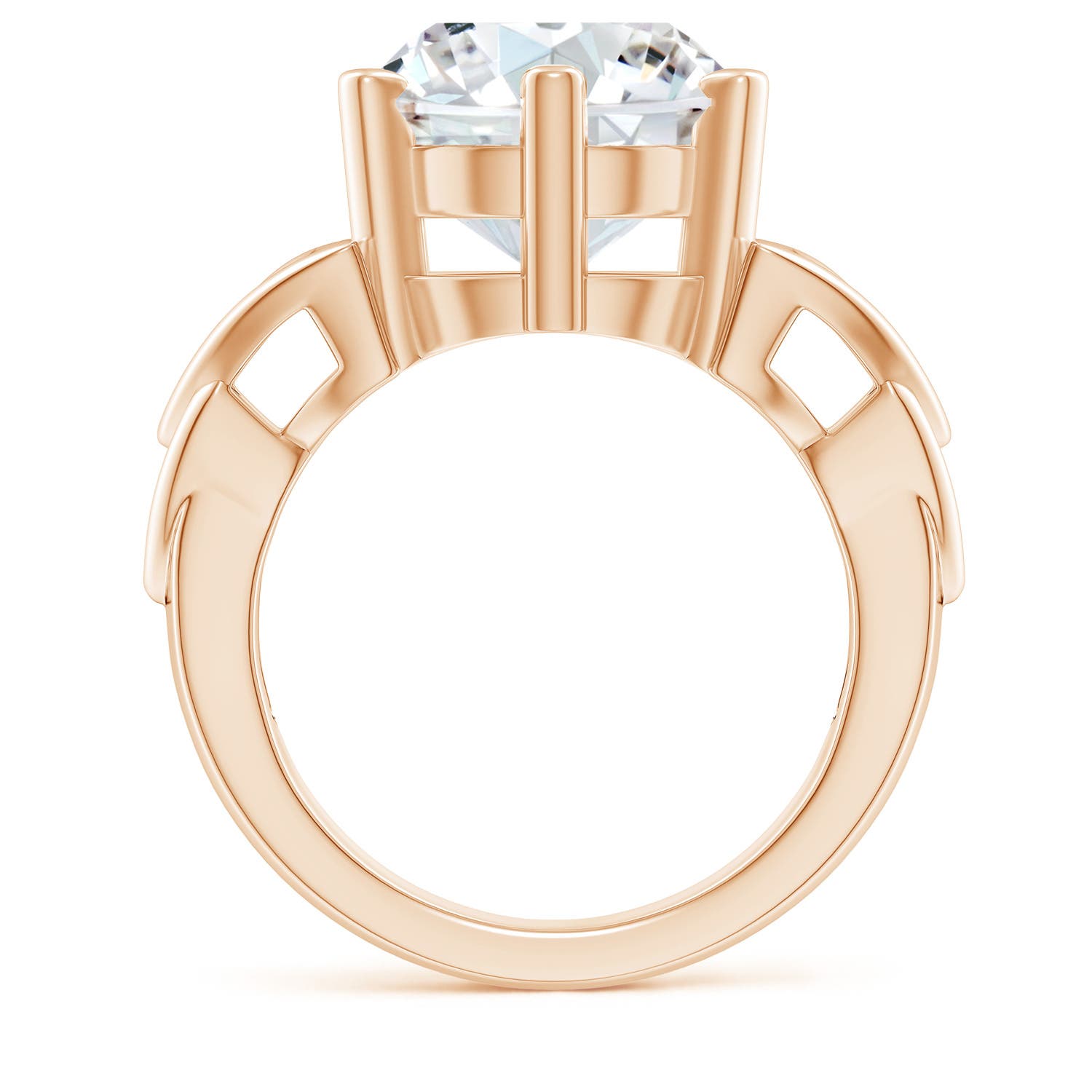 11.6mm FGVS Lab-Grown Solitaire Round Diamond Celtic Knot Ring in Rose Gold