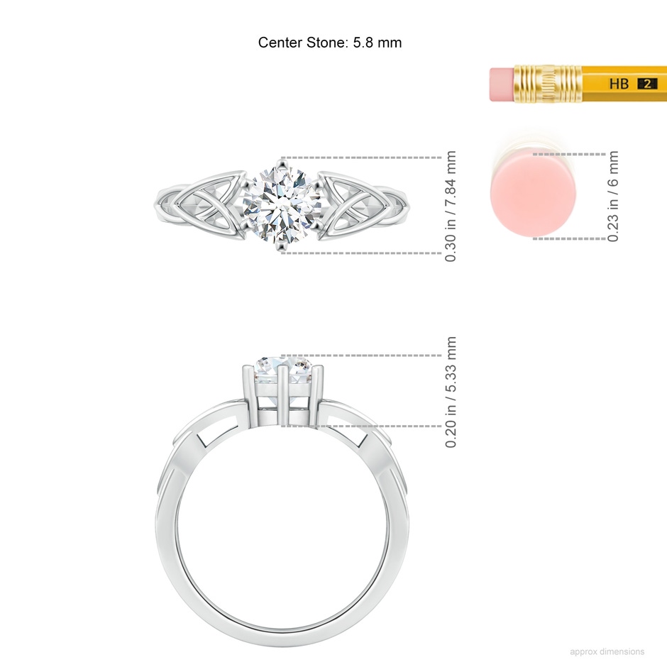 5.8mm FGVS Lab-Grown Solitaire Round Diamond Celtic Knot Ring in White Gold ruler