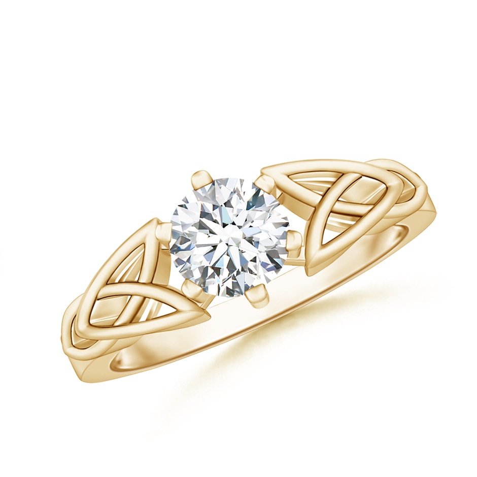 5.8mm FGVS Lab-Grown Solitaire Round Diamond Celtic Knot Ring in Yellow Gold 