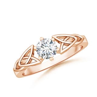 5mm FGVS Lab-Grown Solitaire Round Diamond Celtic Knot Ring in 9K Rose Gold