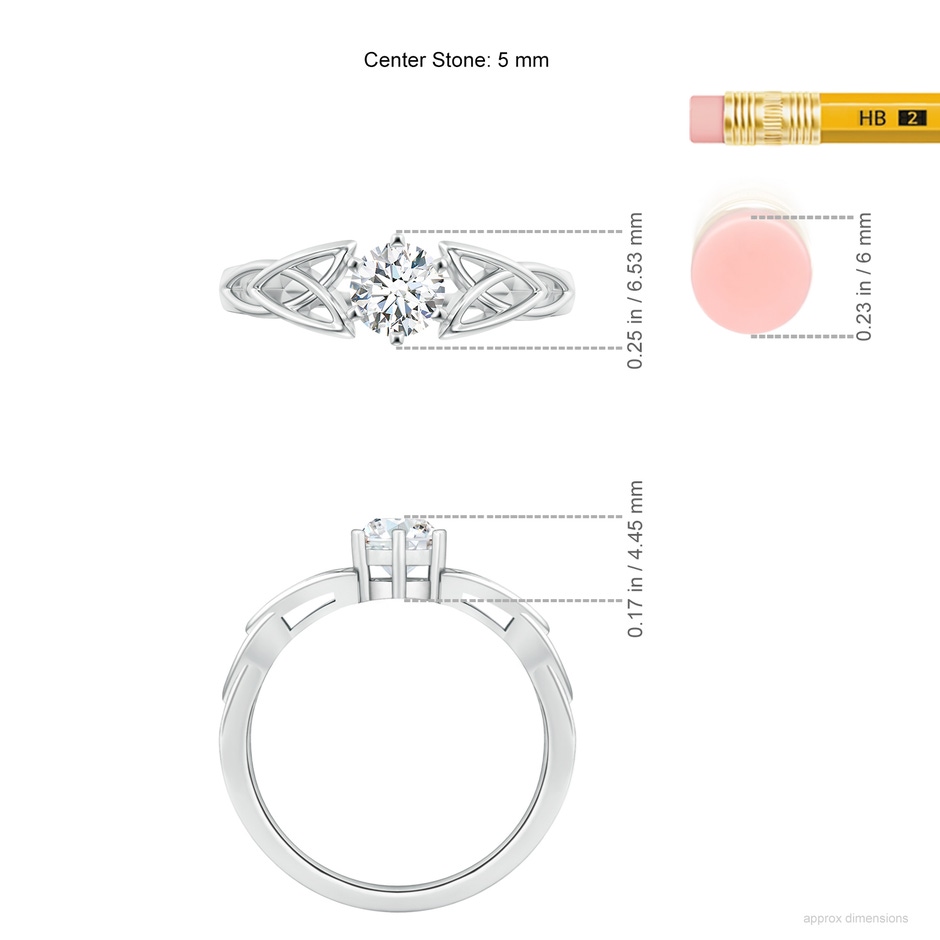 5mm FGVS Lab-Grown Solitaire Round Diamond Celtic Knot Ring in P950 Platinum ruler