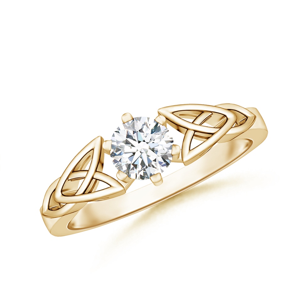 5mm FGVS Lab-Grown Solitaire Round Diamond Celtic Knot Ring in Yellow Gold 