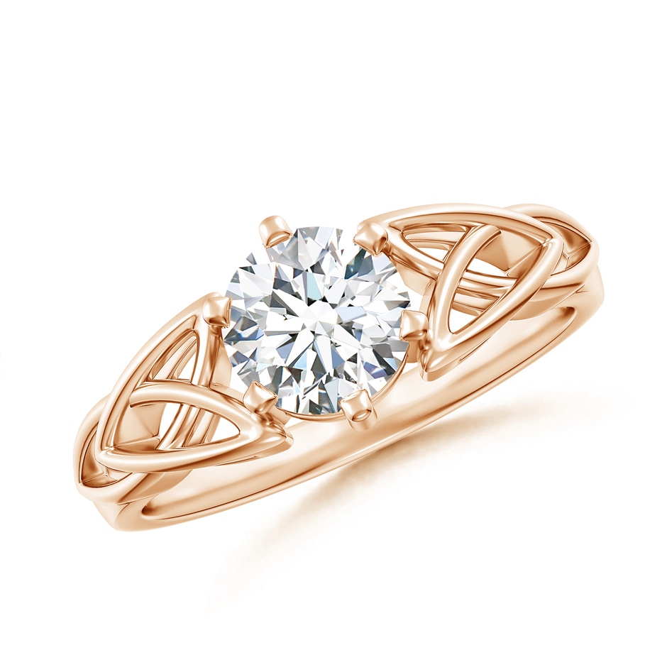 6.4mm FGVS Lab-Grown Solitaire Round Diamond Celtic Knot Ring in Rose Gold 
