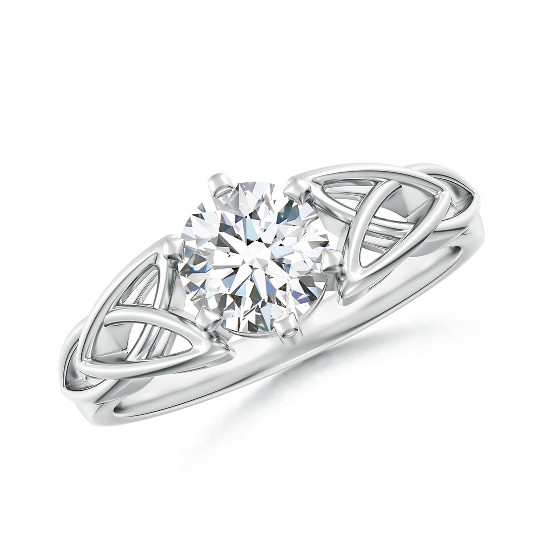 6.4mm FGVS Lab-Grown Solitaire Round Diamond Celtic Knot Ring in White Gold