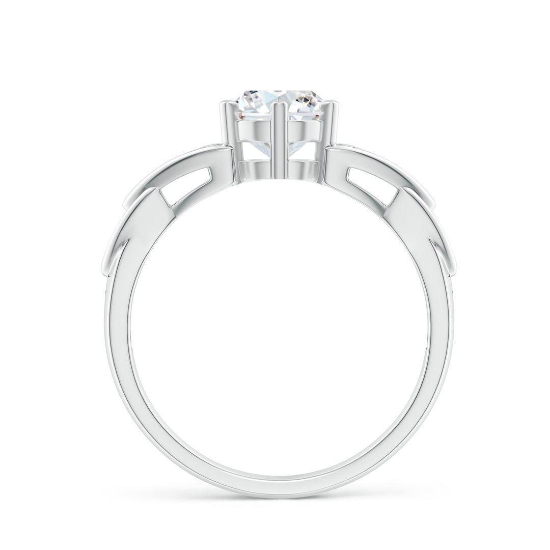 6.4mm FGVS Lab-Grown Solitaire Round Diamond Celtic Knot Ring in White Gold - side 3