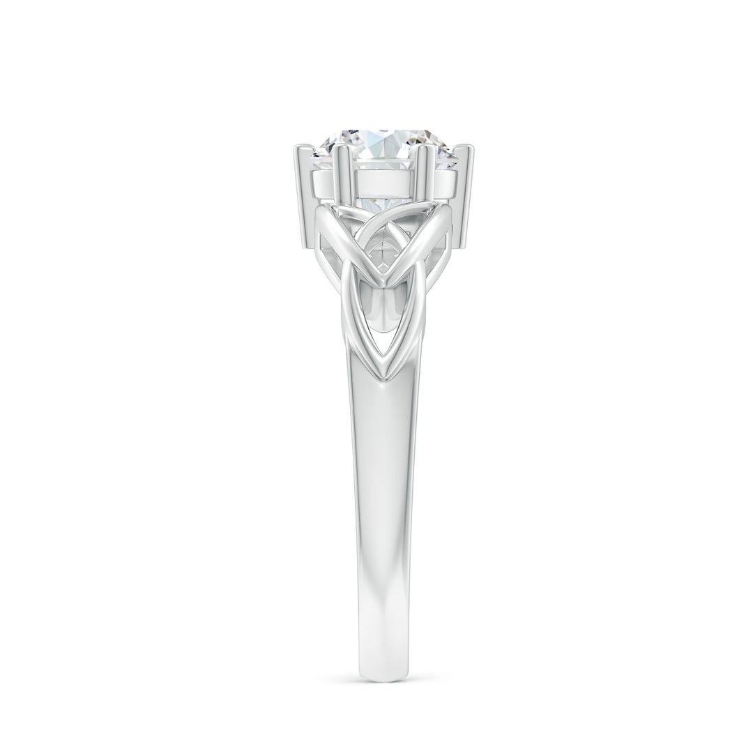 6.4mm FGVS Lab-Grown Solitaire Round Diamond Celtic Knot Ring in White Gold - side 4
