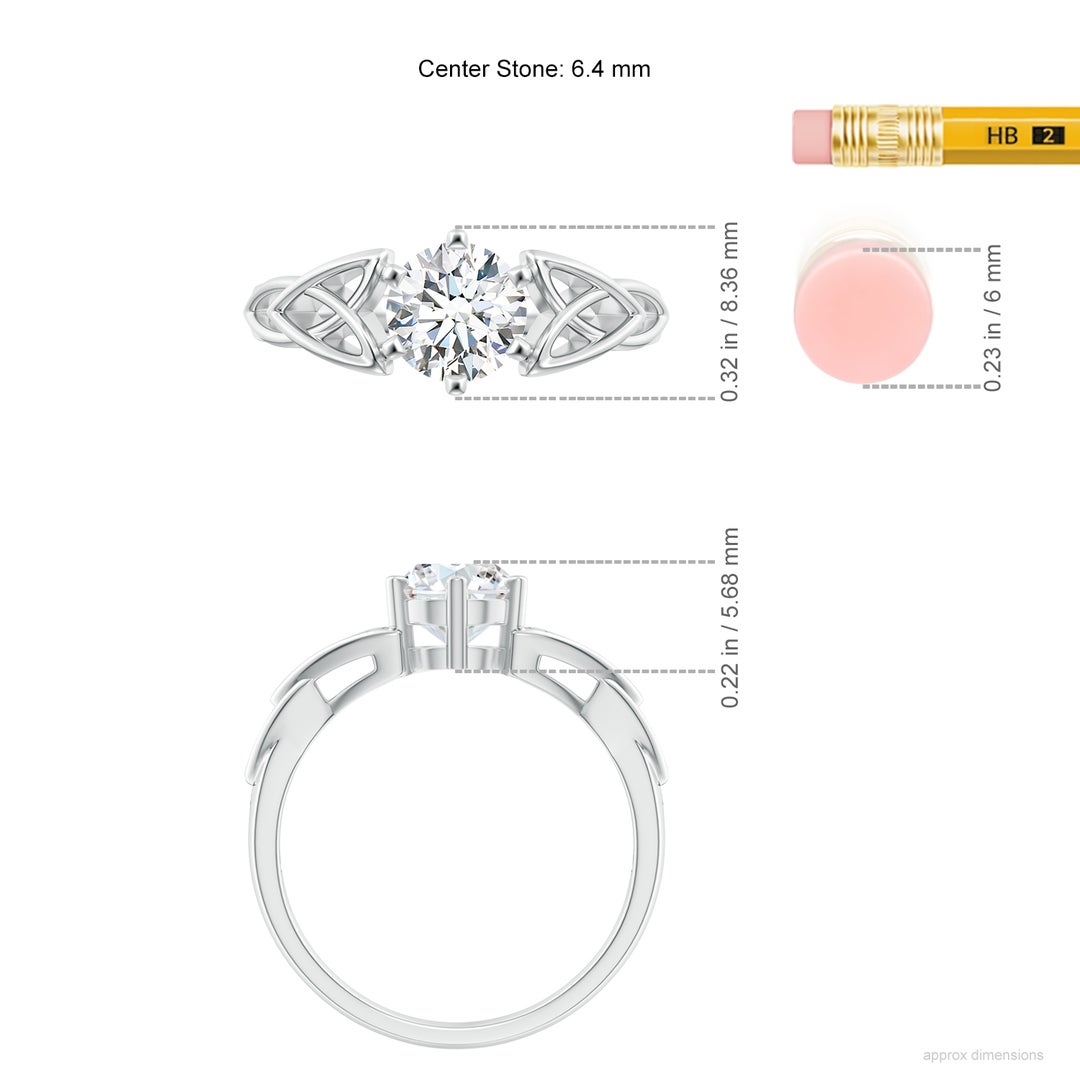 6.4mm FGVS Lab-Grown Solitaire Round Diamond Celtic Knot Ring in White Gold - ruler