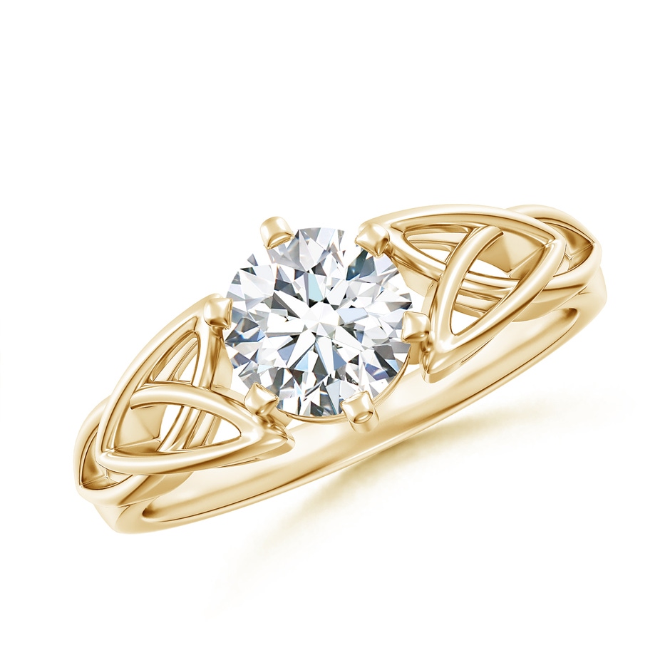6.4mm FGVS Lab-Grown Solitaire Round Diamond Celtic Knot Ring in Yellow Gold 