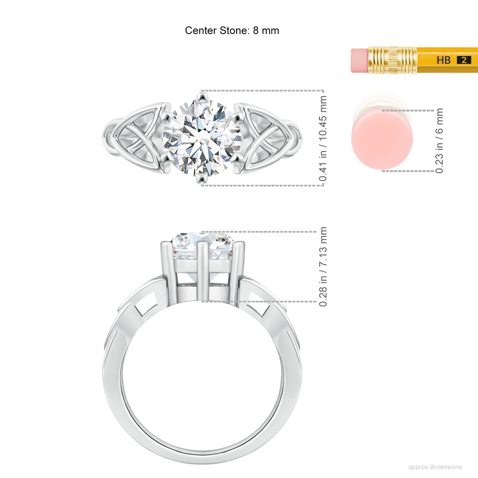 8.1mm FGVS Lab-Grown Solitaire Round Diamond Celtic Knot Ring in White Gold ruler